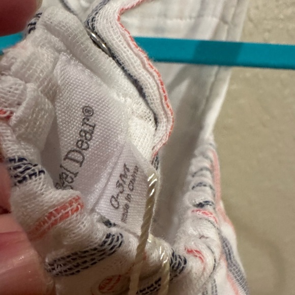 Angel Dear Muslin Retro Sunsuit Ticking Stripe Navy Clay NWT - Picture 5 of 5